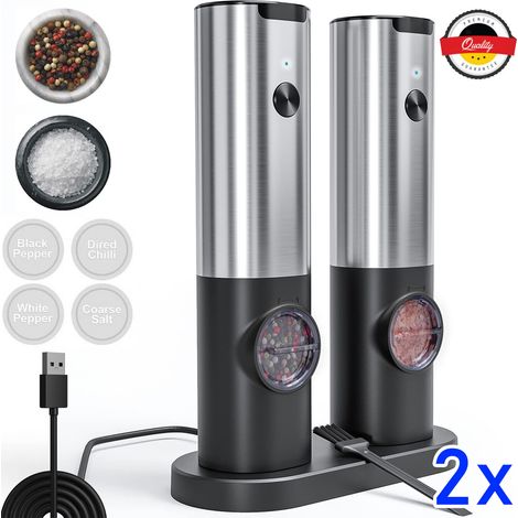 2 PROFI Pfeffermühle Elektrische Salz et Pfeffermühle USB Aufladbar Gewürzmühle (1/5)