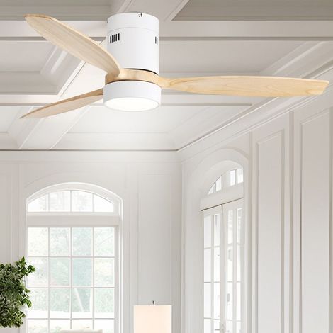 Ventilateur de Plafond Encastré Courant Continu - 3 Pales Bois Massif - Moteur Courant Continu Silencieux - Télécommande avec Lumière (1/5)