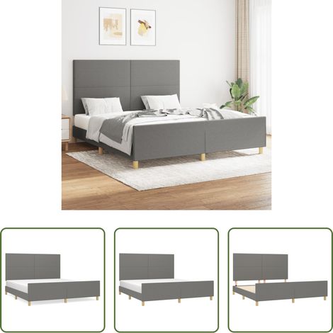 Kopfteil - Bettgestell ohne Matratze Dunkelgrau 160x200 cm Stoff (1/5)