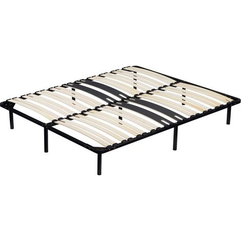 Somier 120x200 cm de satén negro - Marco de lamas de 29 cm - Compatible con todos los colchones - Metal de 1,4 mm de grosor - 18 lamas de 9 mm - MARCO DE LAMAS MICHEL