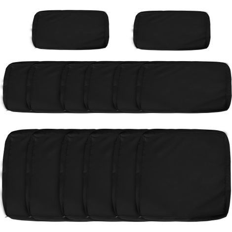 Garden Rattan Sofa Cushion Polyester Cover Replacement Outdoor- No Cushion Included, Black