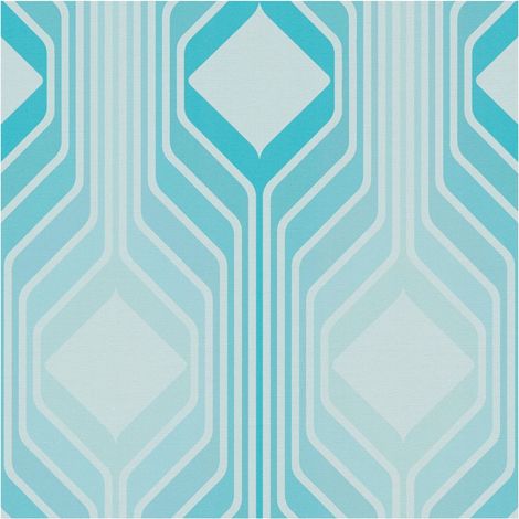 Retro wallpaper wall Profhome 395321 hot embossed non-woven wallpaper slightly textured with geometric shapes matt blue turquoise blue light blue 4,5 m2 (1/5)