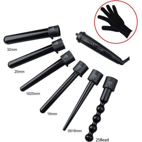 Coffret de bâtons pour cheveux bouclés avec 6 seaux interchangeables et gants (1/4)