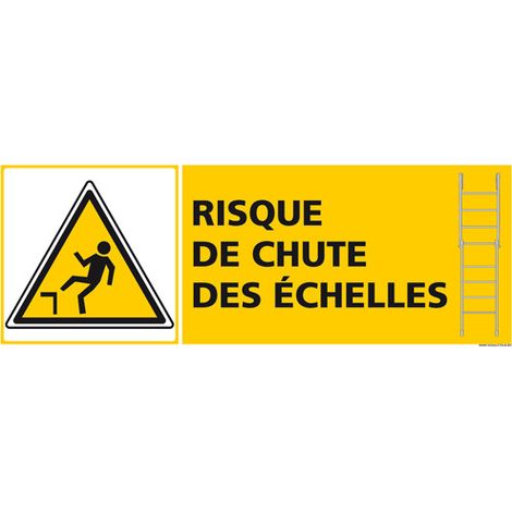PANNEAU - RISQUE DE CHUTE DES ECHELLES (C1292) - Aluminium 2 mm - 210 x 75 mm