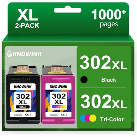 302XL Encre Compatible avec Cartouche HP 302 XL Noir et Couleur d'encre Multipack pour HP Envy 4520 4525 4527 DeskJet 3630 2130 3632 OfficeJet 3831 3833 3830 (1/5)