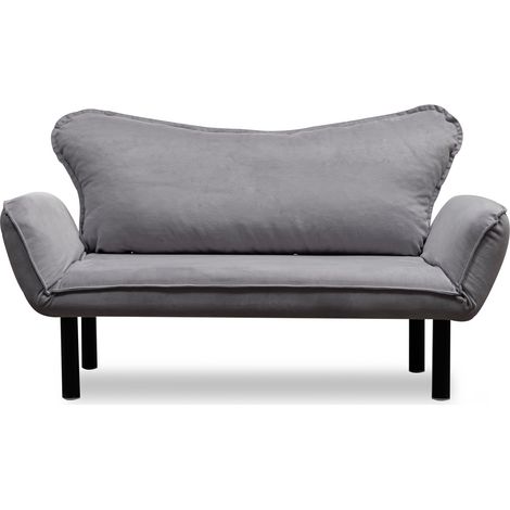 Canapé convertible 2 places tissu gris Kalos 140cm (1/5)