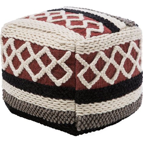 Puf multicolor de algodón trenzado macramé boho rústico Sagar