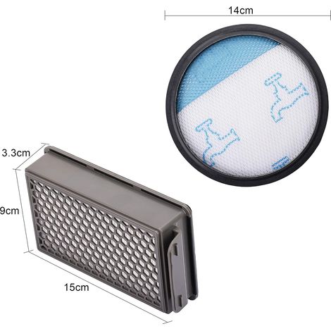 Kit de 2 filtros para aspiradoras ciclónicas compactas Rowenta/Moulinex/Tefal, accesorio de repuesto para el sistema de filtración ZR005901 (1/4)