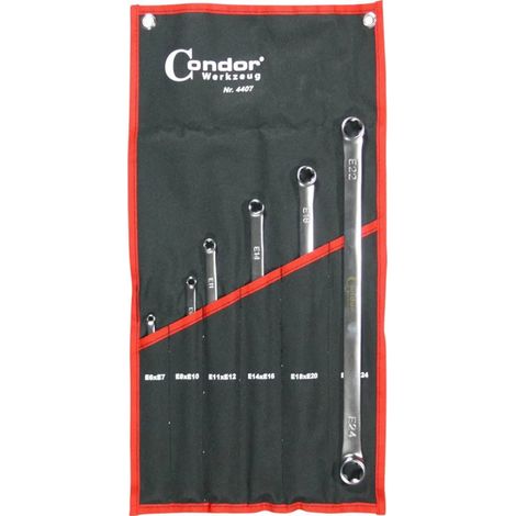 SERIE SET 6PZ CHIAVI POLIGONALI PIATTE TORX-E CROMATE E6-E24 CONDOR