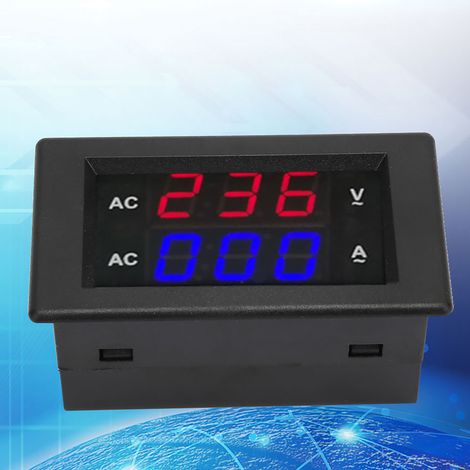 Wechselstrom-Voltmeter 100-300V mit digitaler LED-Anzeige und Amperemeter 0-100A (Rot/Blau) (1/5)