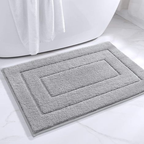 Tapis De Salle De Bain - 40 X 60 Cm - Microfibre Polyester - Antidérapant - Absorbant - Lavable En Machine - Gris (1/5)
