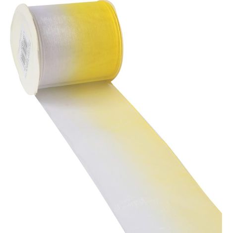 Nastro decorativo giallo e bianco su rocchetto - Tessuto di alta qualità per decorazioni e regali di Pasqua
