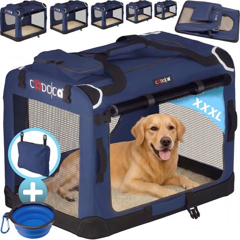 CADOCA® Pet Carrier Fabric Dog Cat Rabbit Transport Bag Cage Folding Puppy Crate  XXXL - Navy Blue