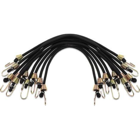 10 Pack Small Bungee Bungee Bungee Cords with Hooks, 25cm Mini Black Rubber Bungee Bungee Bungee Bungee Cords, for Outdoor Camping, Bungee Ties (1/5)