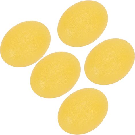 Lot de 5 balles de musculation ovales en silicone jaune, renforçateur de poignée et massage des doigts, forme œuf, dureté 15°, entraînement de la force des mains (1/5)
