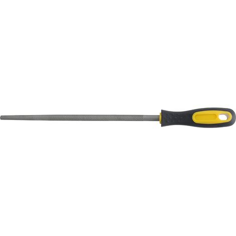 Lime ronde en acier de 25 cm avec manche, outil d'affûtage et de mise en forme pour le travail du métal et du cuir. Lime à dents fines. (1/5)