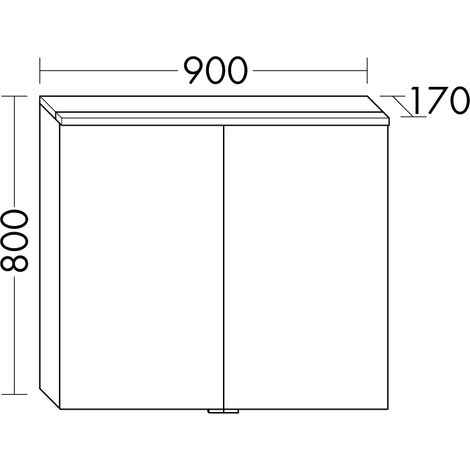 Armoire à miroir Burg Eqio, mélamine, 800 x 900 x 170 mm, blanc brillant