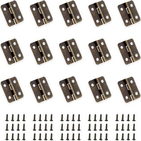 50 Pièces Mini Charnières en Bronze Antique Charnière Pliante Connecteurs de Bricolage Petites Charnières avec 200 Clous de Rechange pour Boîte en Bois Boîte à Bijoux Armoire Bricolage Acces (1/5)