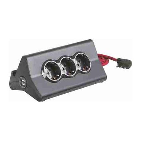 Regleta de enchufes de alta tecnología BTIS3713GBU con 1 puerto USB de carga rápida - gris