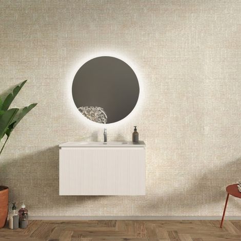 Mobile bagno sospeso cannettato bianco opaco 80 cm - Marsiglia (1/4)