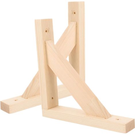 Lot de 2 Équerres d'Étagère Murale en Bois Massif, 17 cm Structure Triangulaire, Équerre Flottante Charge Lourde Pour Tablette De Cuisine, Salon, Bureau Et Rangement Mural (1/5)
