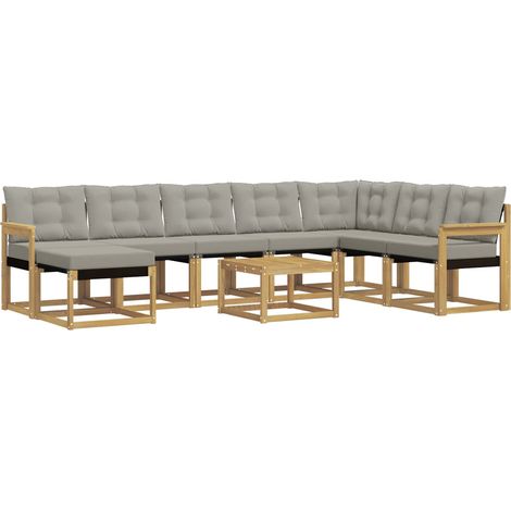 Set di divani da esterno 9 pz Bianco e Grigio Chiaro vidaXL (1/5)
