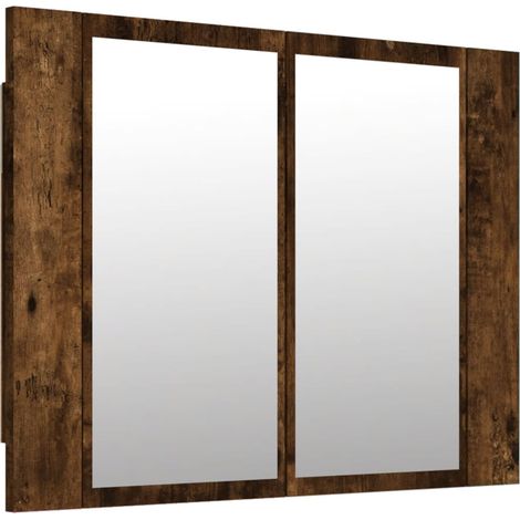 Armoire à miroir LED Chêne fumé 60x12x45 Bois d'ingénierie (1/5)