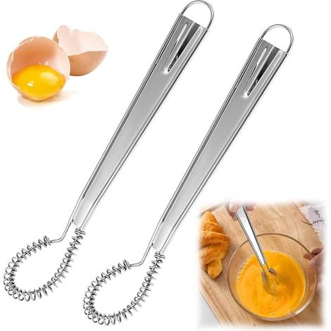 Ecleanfy - Lot de 2 mini fouets à main, petits fouets manuels pour mélanger le café, les sauces et le lait. (1/5)