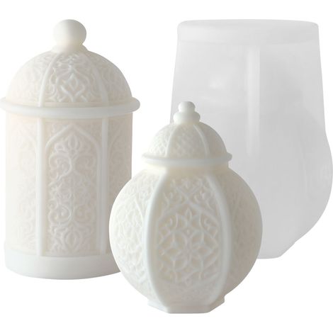Moule À Bougie - Moule En Silicone Forme De Maison À Dôme - Pour Cire De Soja Plâtre Gypse Décoration Intérieure - 2 Pièces (1/5)