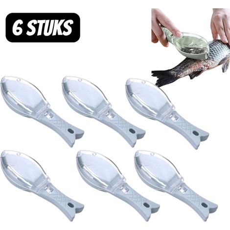 éplucheurs et grattoirs à écailles de poisson avec bac récupérateur accessoire de cuisine facile à nettoyer lot de 6 couleur bleu (1/5)