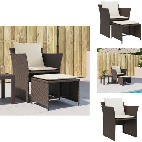 Gartenstuhl mit Fußhocker Braun Poly Rattan - Gartensessel - Gartenmöbel - Lounge Chair - Outdoor Möbel - Rattan Gartenstuhl (1/5)