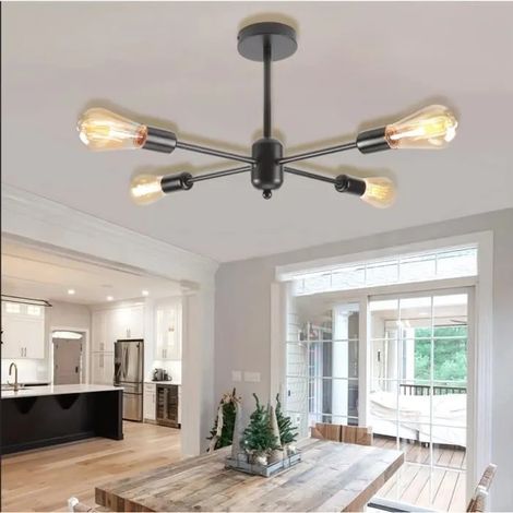 U-do Retro Suspension Luminaire Industriel Noir Lampe Plafonnier Vintage Style Edison pour Salon Chambre (1/4)