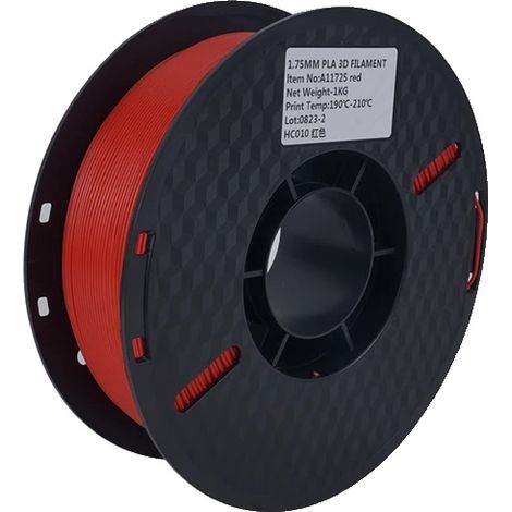 Filamento PLA, diametro 1,75 mm, compatibile con stampanti FDM, 3 kg, rosso (1/2)