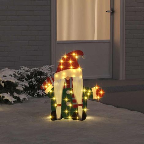 Beleuchteter Gnom mit 60 LEDs Warmes Weiß 71 x 64 cm Lamé-Stoff