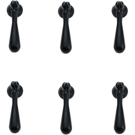 Poignée Bouton 6 Pièces Poignée De Garde-Robe En Alliage De Zinc Monotrou Pendentif Poignée Armoire Porte Armoire Tiroir Bouton Goutte D'Eau Noir 70 x 18mm (1/3)
