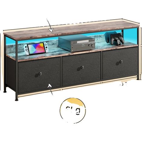 Mueble para TV, iluminación LED, almacenamiento multifuncional, negro, 108×29,8×57cm (1/2)