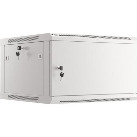 Lanberg Armario rack 19" de pared 6u/600x600 para automontaje con puerta metálica gris (paquete plano) (1/5)