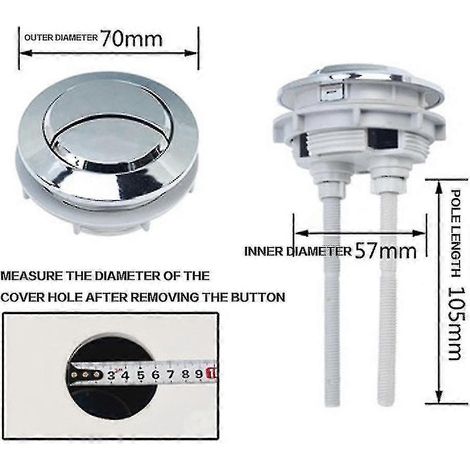 Bouton-poussoir universel de remplacement pour double chasse d'eau, compatible avec les réservoirs de toilettes. (1/4)