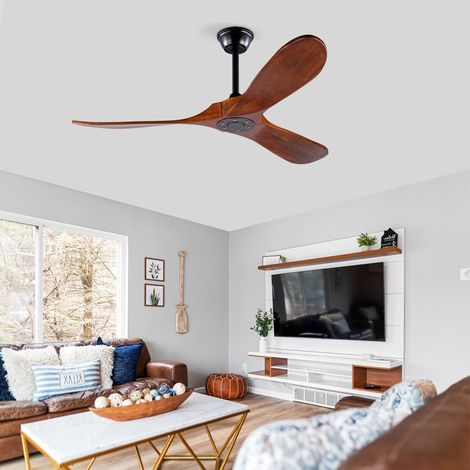 Ventilatore da soffitto 52'' reversibile in legno OKMYHOME (1/5)