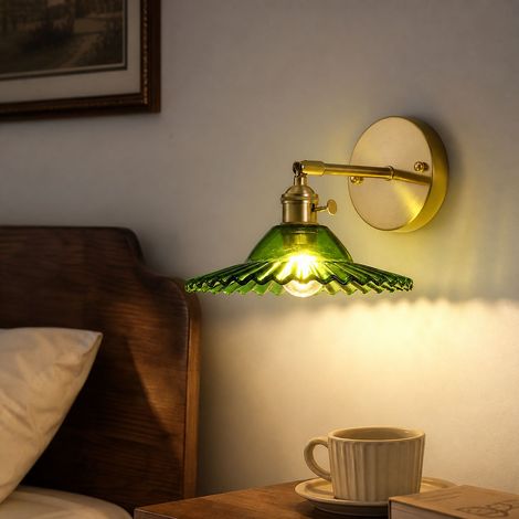 Applique murale verre épais fer électroplaqué E27 interrupteur intégré orientable 90° design rétro coloré pour chambre salon (1/5)