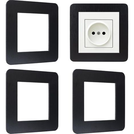 Couvre-interrupteur en résine, 4 pièces, protège-interrupteur simple, plaque murale pour doigt pour décoration d'interrupteur (Noir) (1/5)