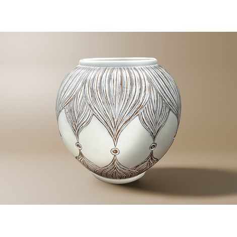 Vase boule en polyrésine blanc H29 cm MANOLIS