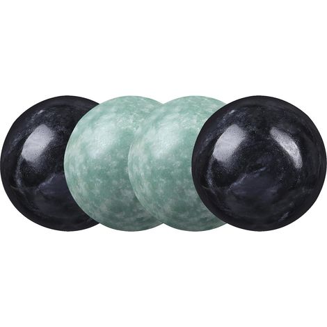 Balles de Massage Chinoises Lot de 10 Boules Marbrées Vert Noir 2-10 CM pour Auto-Massage Mains et Soulagement des Raideurs Musculaires, 314 G (1/5)