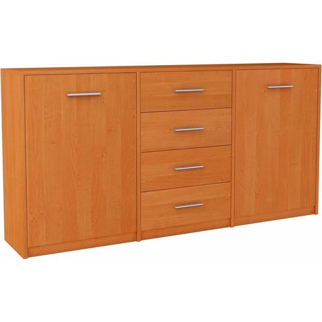 Buffet avec 2 portes et 4 tiroirs Aulne - Meuble de Rangement Style contemporain - 177 x 35 x 75 cm