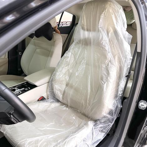 100 Housses de Siège Auto Jetables, Transparentes, Imperméables, 140x80cm, Protection Universelle (1/5)