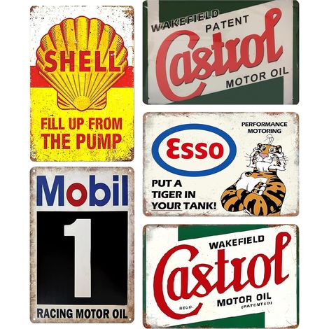 Lot de 5 plaques métalliques pour garage, style rétro, 20 x 30 cm, plaque murale en métal, décoration de chambres et bars (1/5)