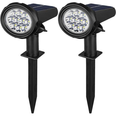 2er-Pack Solar-Gartenleuchten, IP68 wasserdicht, RGB- und warmweiße Strahler für Gartenwege