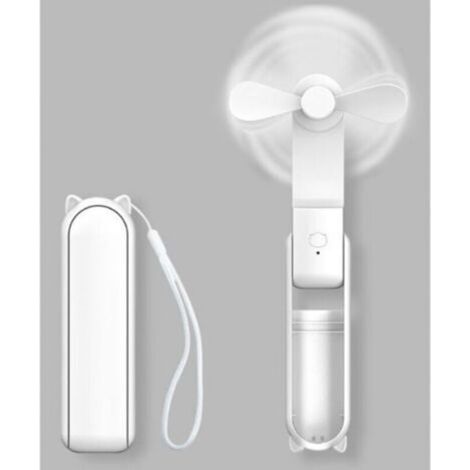 Ventilateur de Poche, Ventilateur à Main Portable, à Piles Rechargeables par USB [14-21 heures], Ventilateur Personnel Pliable et Silencieux Avec Autre batterie Externe, Lampe de Poche - Blanc (1/5)