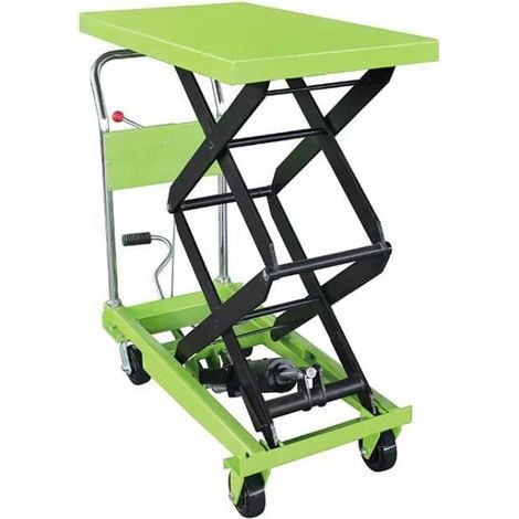 Hydraulic Scissor Lift Table Green 350KG (Manual Lifting Mobile Work Platform Cart Trolley)