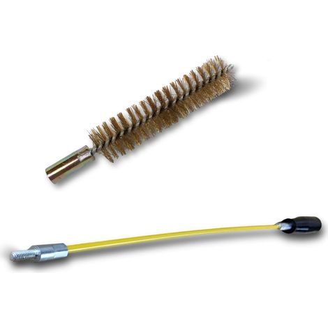 Ecouvillon LAITON Condenseur Lot de 10 avec 1 tringle flexible 48 cm Ø 18 mm Raccord laiton taraudé M6 femelle Torsade acier galvanisé Paroi tube alésage Kibros 4TCL18Tx10 (1/5)